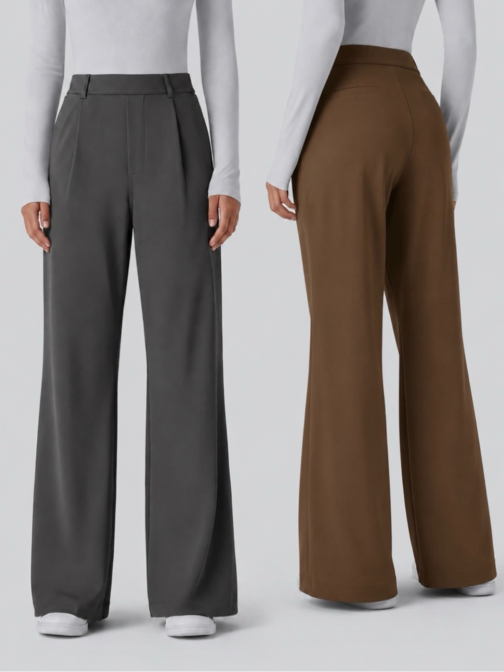 2 Halara NWT DayStretch Work Pants Size M Pull On Career Brown Grey Casual